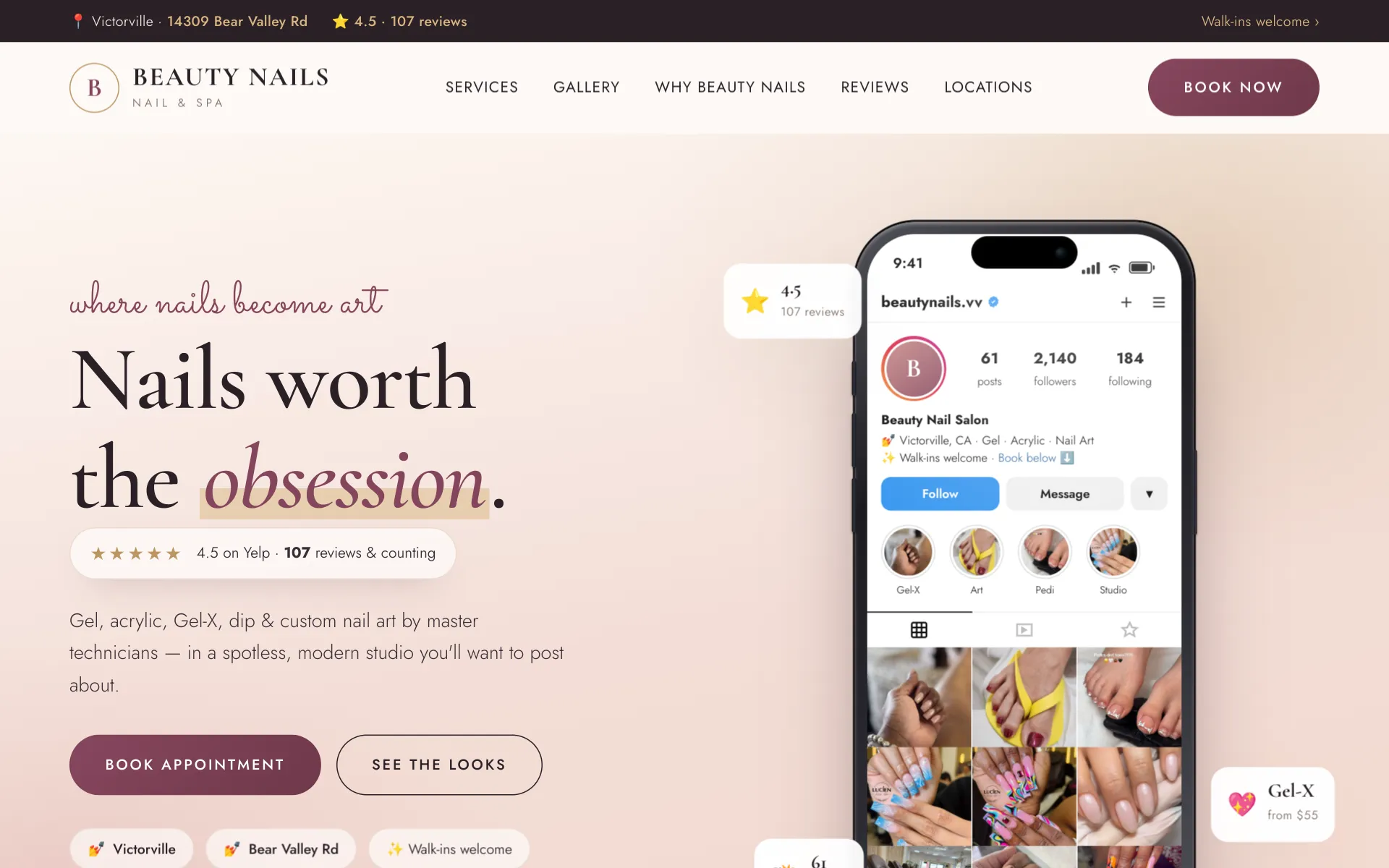 Preview of the Beauty Nail Salon website